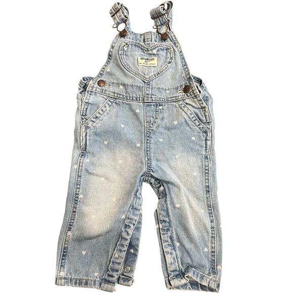 OshKosh Heart Denim Overalls 9 Months - Picture 1 of 5